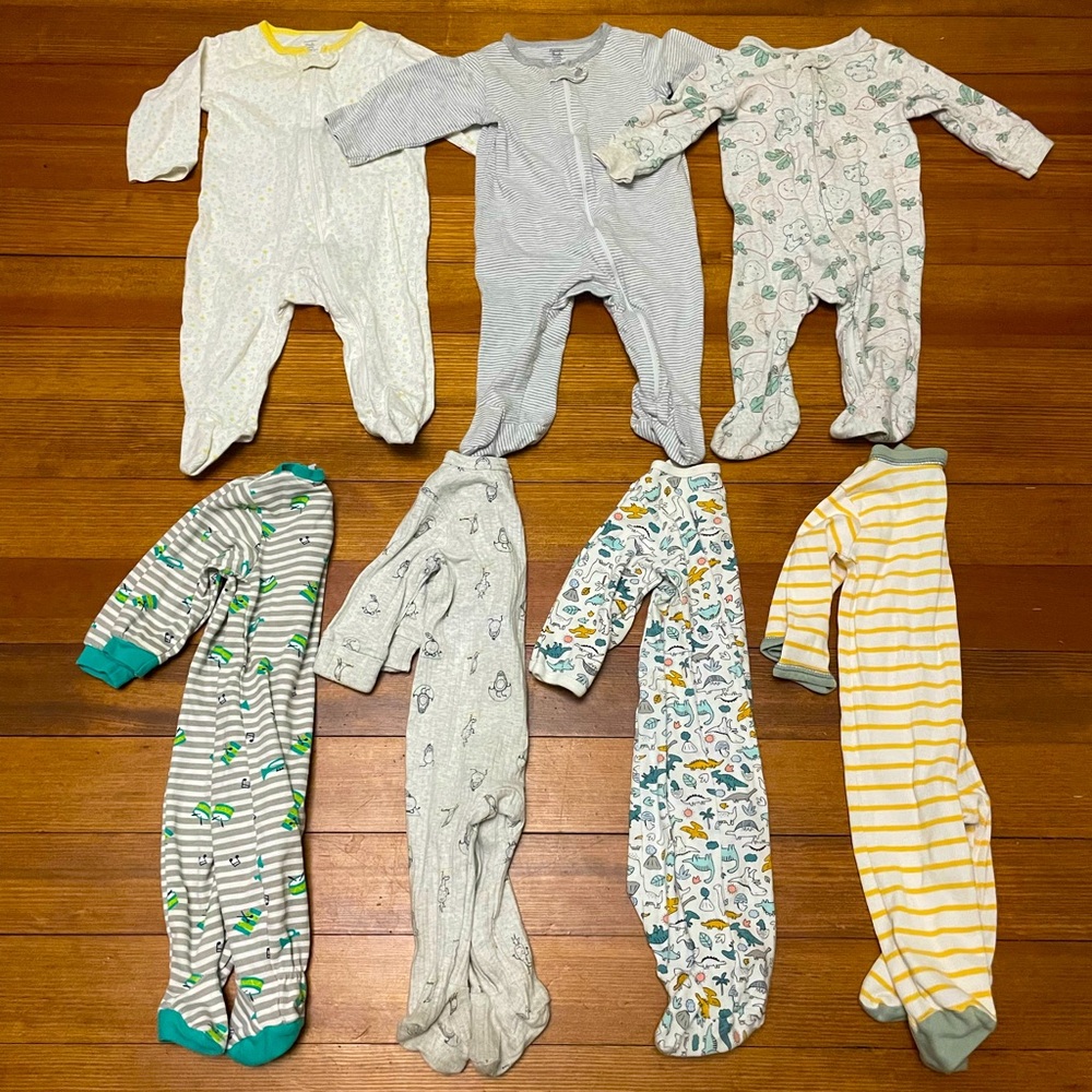 Mixed Brands Pastel & Stripe Baby Footed One-Piece Sleeper Pajamas Size 6 Months